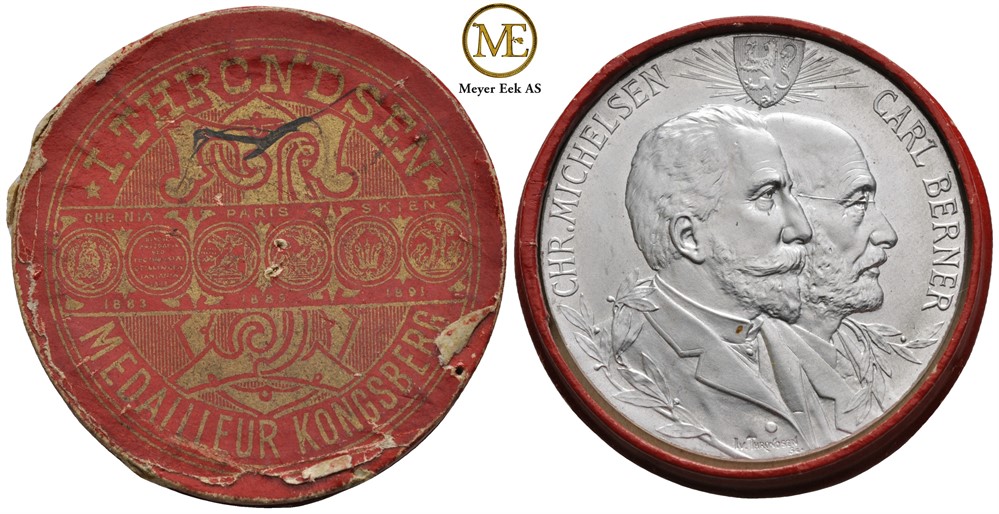 Christian Michelsen & Carl Berner. Unionsoppløsningen 1905. Aluminium. 35 mm. Kv.0/01