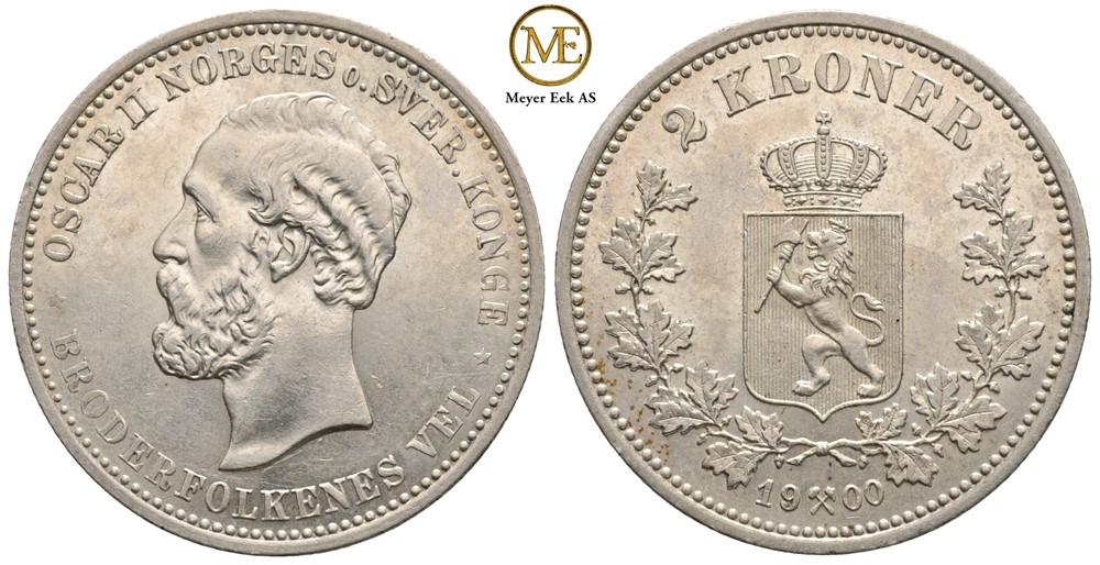 2 kroner 1900 Oscar II. Kv.0/01