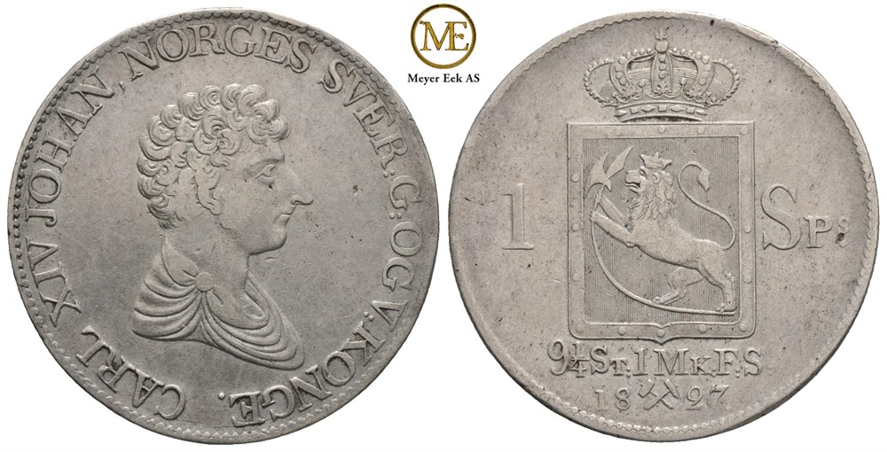 Speciedaler 1827/6 Carl XIV. Johan. Kv.1/1+