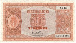 10 kroner 1948 I.0541905. Kv.0