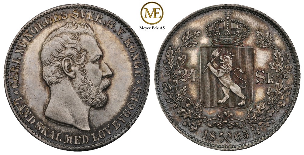 24 skilling 1865 Carl XV. Prakteksemplar