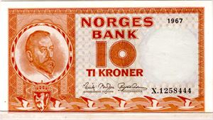 10 kroner 1967 X erstatning EX.OMH Kv.0