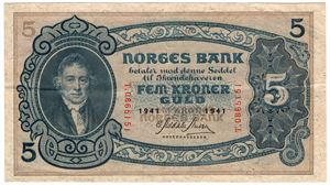5 kroner 1941 T.0865151. Kv.1