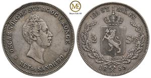 1/2 speciedaler 1855 Oscar I. Kv.1/1+