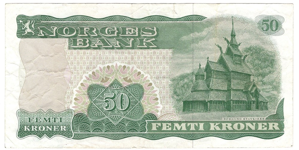 50 kroner 1974 Z.5063180 5-million erstatningsseddel. RRR-seddel. Kv.1-