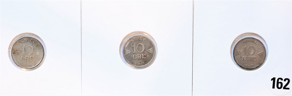 Norge 10 øre 1917,1918 og 1919 kv. 1+,1+ og 1