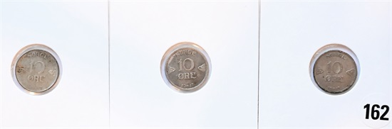 Norge 10 øre 1917,1918 og 1919 kv. 1+,1+ og 1