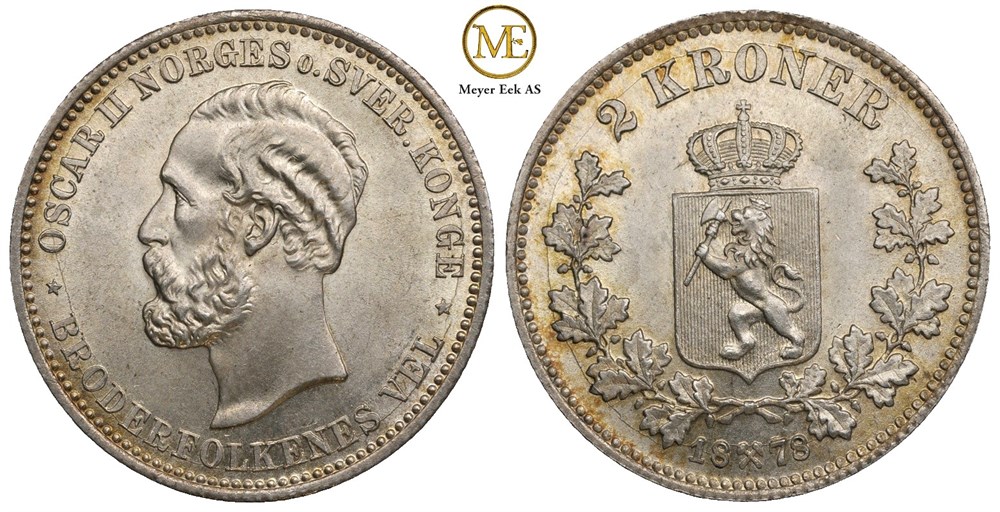 2 kroner 1878 Oscar II. Kv.0