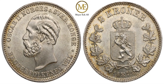 2 kroner 1878 Oscar II. Kv.0
