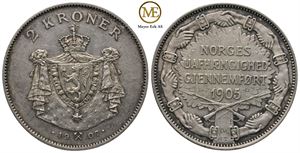 2 kroner 1907  m/gevær. Haakon VII. Kv.01