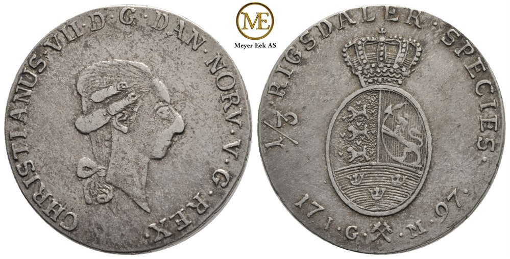 1/3 Speciedaler 1797 Christian VII. Kv.1/1+