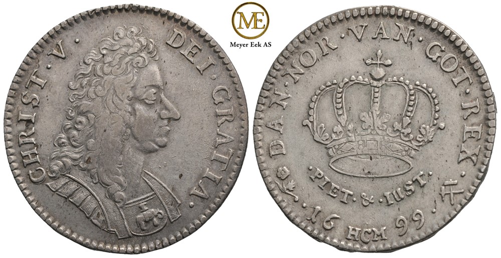 4 mark 1699 Christian V. Kv.1+