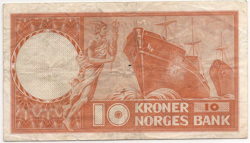 10 kroner 1960 Z.0431593 erstatningsseddel. Kv.1
