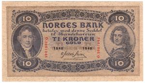 10 kroner 1940 Ø.3861945. Kv.0/01