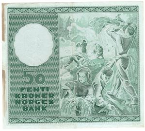 50 kroner 1963 Z.0220746. Erstatningsseddel. R-seddel. Kv.1+/01