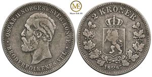 2 kroner 1887 Oscar II. Kv.1