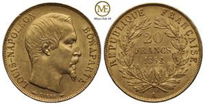 20 francs 1852 A. Louis Napoleon. Kv.01