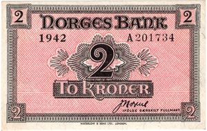 2 kroner 1942 A.201734. Kv.1+