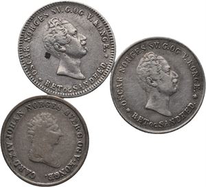 Lot. 12 skilling 1845, 1854 og 4 skilling 1842. VK.