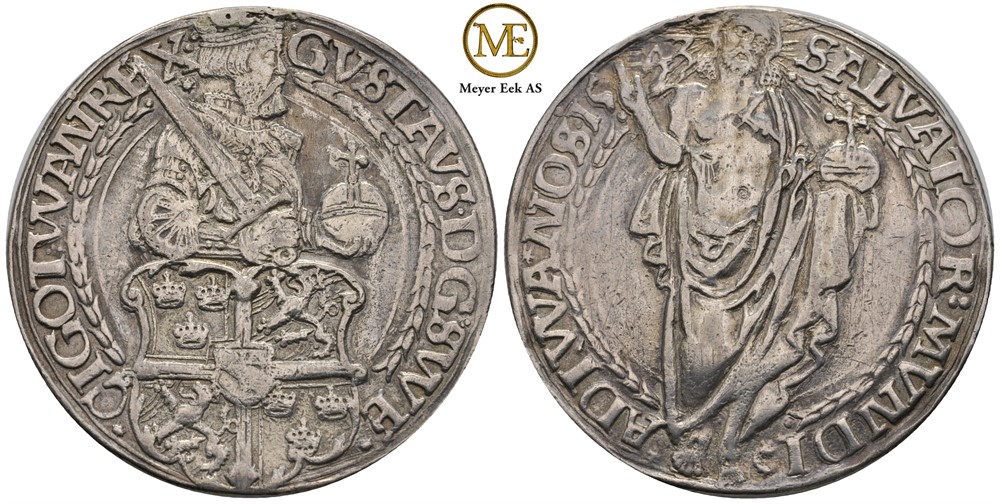 Daler 1543 Gustav Vasa. Svartsjö, Ex. OMH. Lite loddespor kl.12. Kv.1+