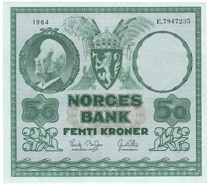 50 kroner 1964 E.7947235. Kv.1+/01