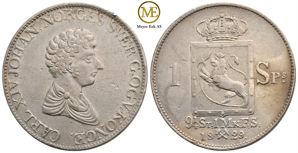 Speciedaler 1829 Carl XIV Johan. Kv.1+