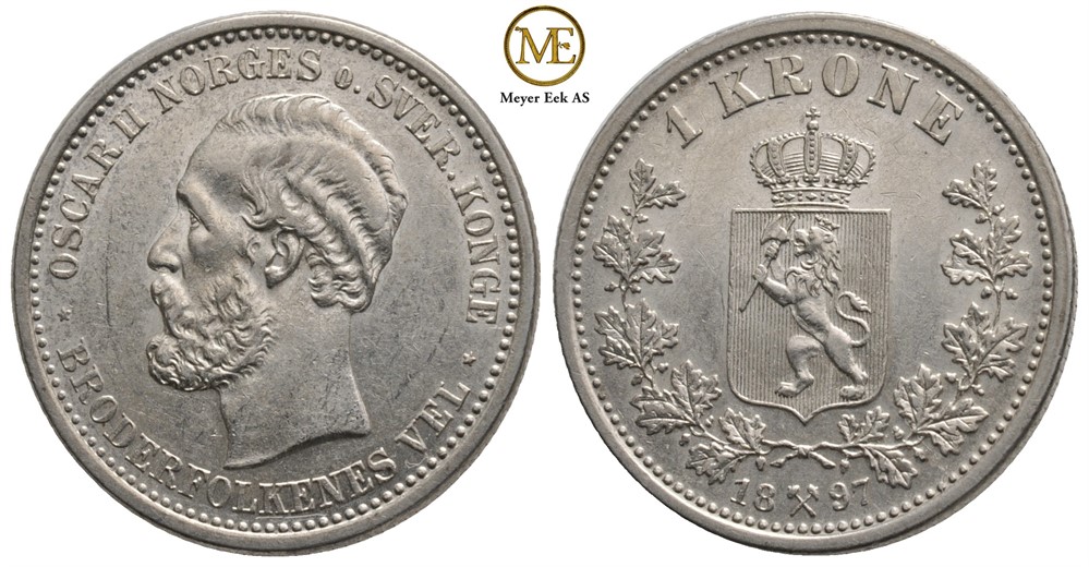 1 krone 1897 Oscar II. Kv.0/01
