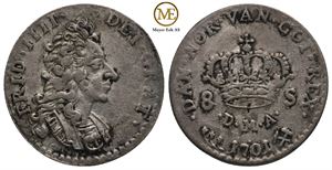 8 skilling 1701 Frederik IV. Kv.1+