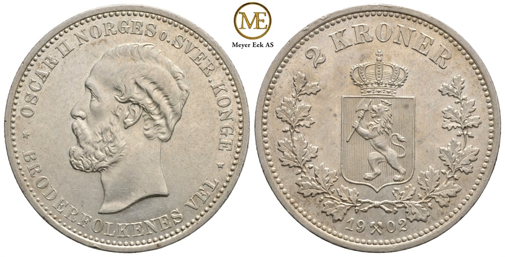 2 kroner 1902 Oscar II. Kv.0/01