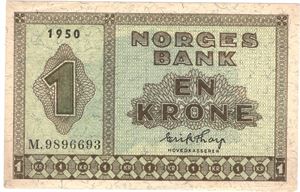 1 krone 1950 M.9896693. Kv.01