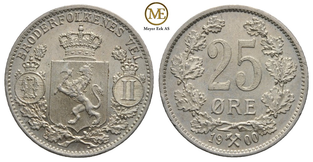 25 øre 1900 Oscar II. Kv.0