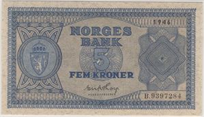 5 kroner 1946 B.9397284. 66 EPQ. Kv.0