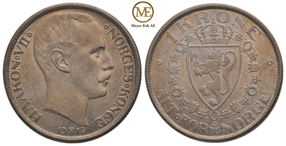 1 krone 1916 Haakon VII. Kv.01