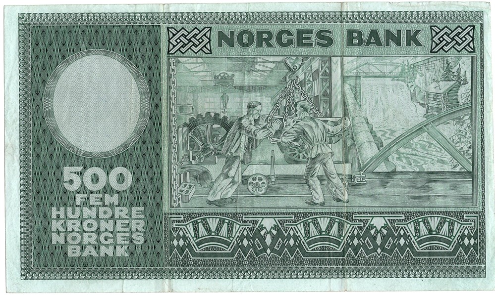 500 kroner 1976 G.2009909 erstatningsseddel. Kv.1/1+