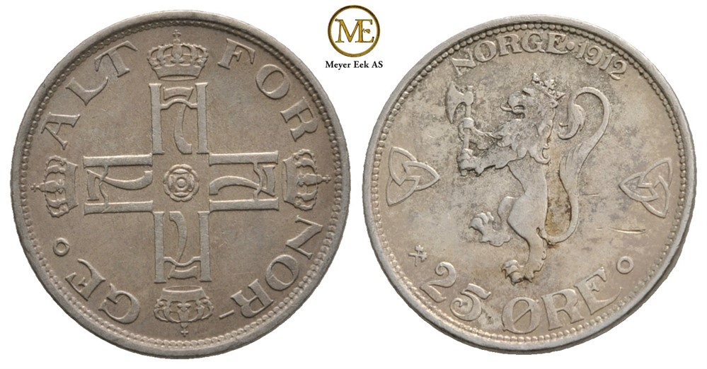 25 øre 1912 Haakon VII. Kv.01