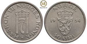 50 øre 1954 Haakon VII. Kv.01