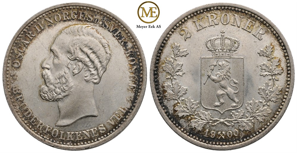 2 kroner 1900 Oscar II. Kv.0