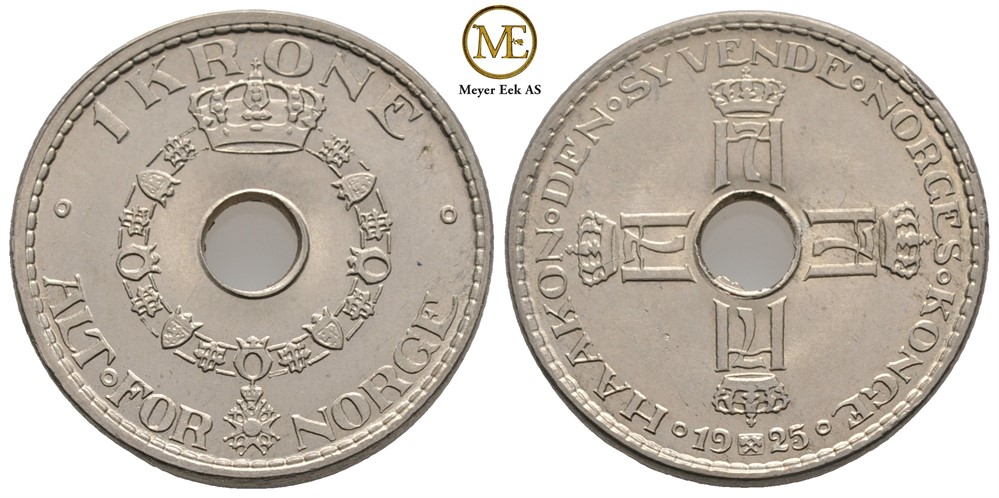 1 krone 1925 Haakon VII. Kv.0