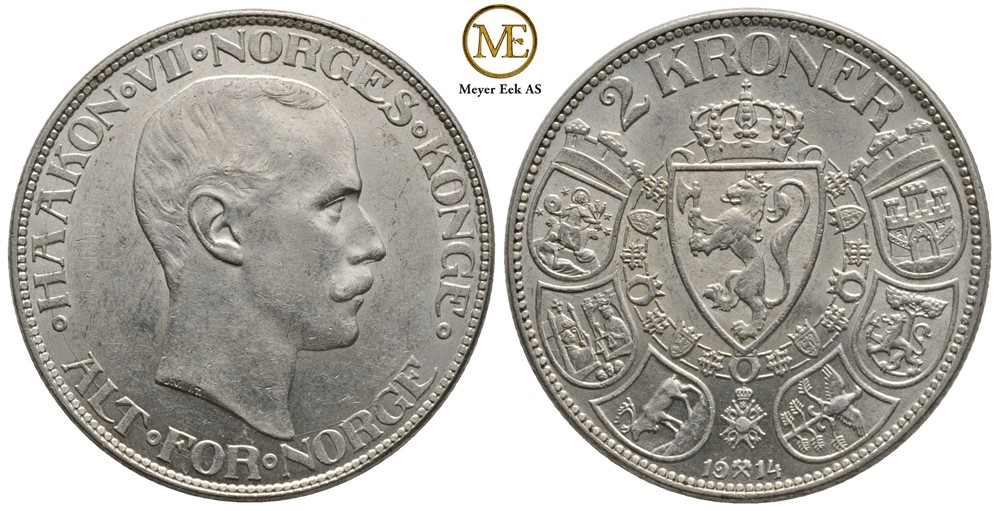 2 kroner 1914 Haakon VII. Kv.0/01