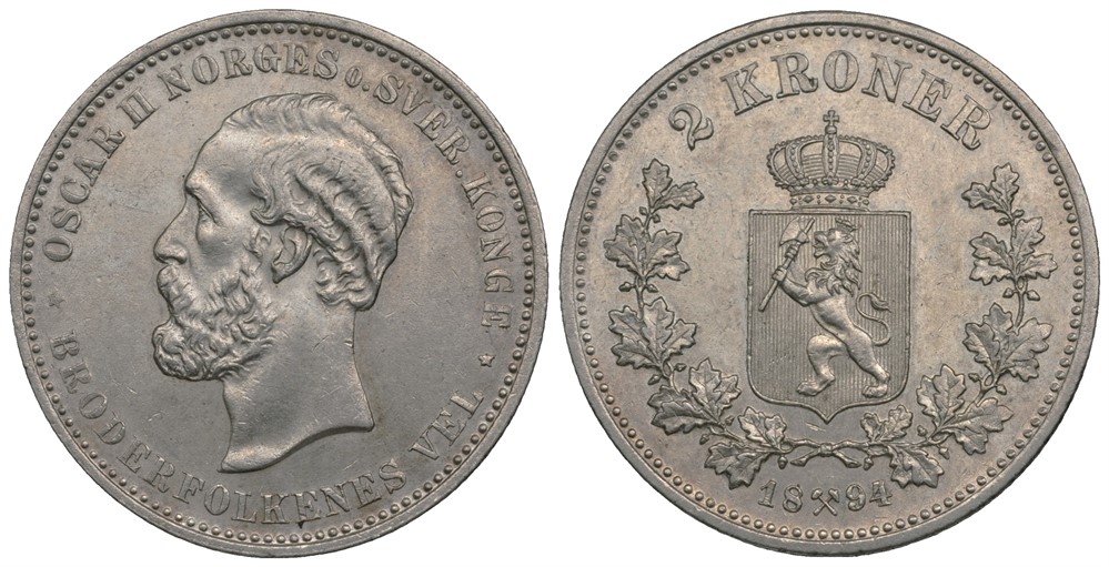2 kroner 1894 Oscar II. Kv.0