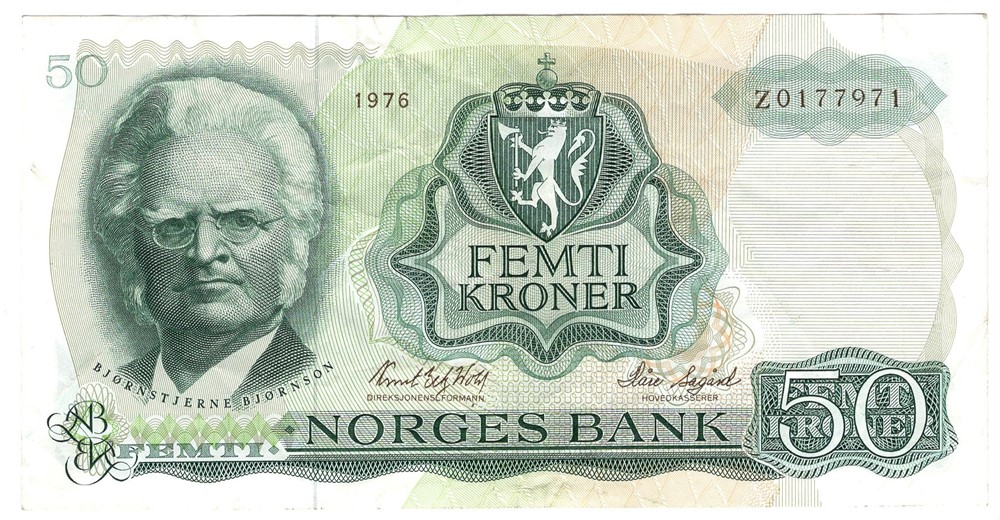 50 kroner 1976 Z.0177971. Erstatningsseddel. SSS-seddel. Kv.1