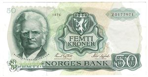 50 kroner 1976 Z.0177971. Erstatningsseddel. SSS-seddel. Kv.1
