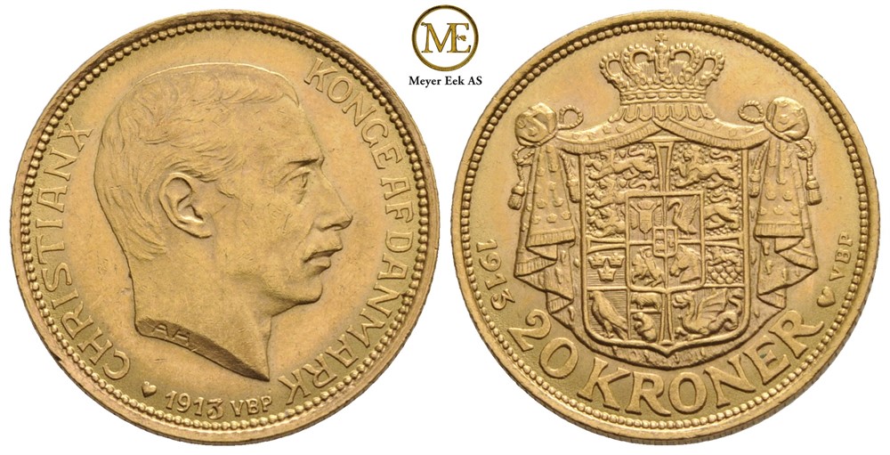 20 kroner 1913 Christian X. Kv.0/01