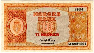 10 kroner 1950 M Kv.0