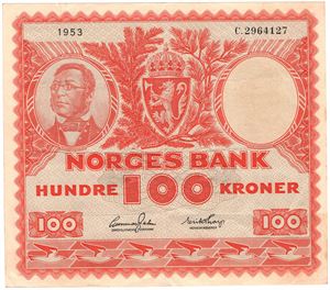 100 kroner 1953 C.2964127. Kv.1/1+