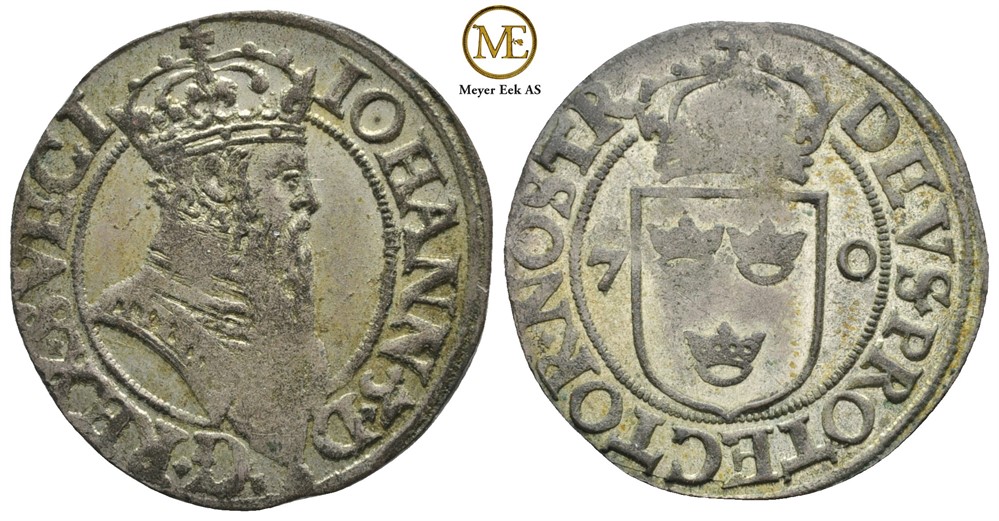 2 øre 1570 Johan III. Kv.1+