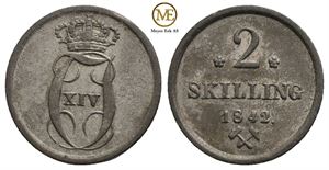 2 skilling 1842 Carl XIV Johan. Kv.01