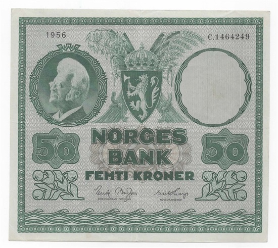 Norge 50 kroner 1956 C kv. 1+