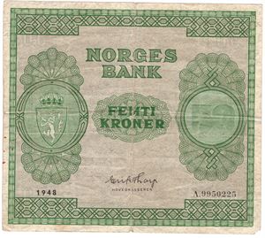 50 kroner 1948 A.9950225. SSS-seddel. Kv.1-