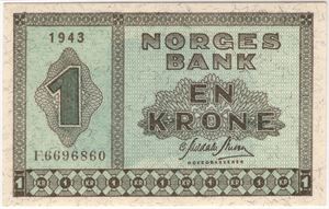 1 krone 1943 F. 66 EPQ. Kv.0